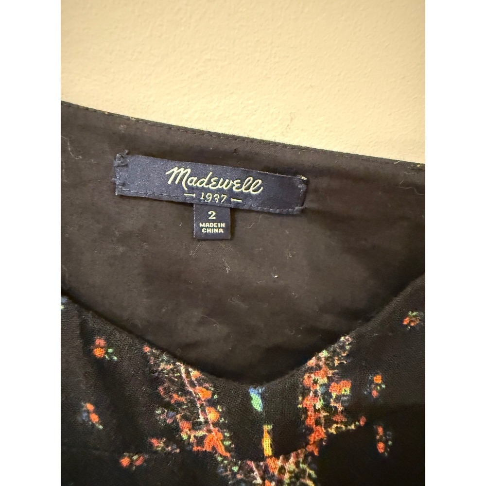 Madewell Womens Black Floral Boho Cotton Maxi Dress w Pockets Size 2 Whimsigoth - Picture 3 of 9